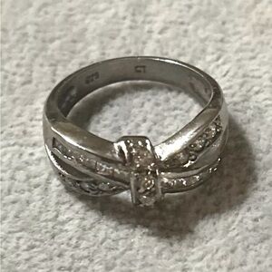 Vintage 925 Zirconia Sterling Silver Ring - Size 8.75